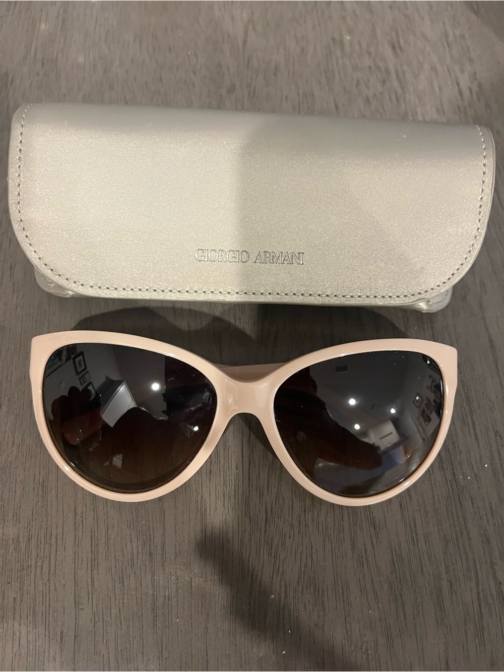 Giorgio Armani Women’s Blush Pink Cat-Eye Sunglasses with Dark Gradient Lenses